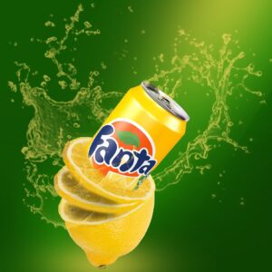 can, lemon, splash, background, fanta, soda, drink, beautiful wallpaper, soft drink, juice, fruit, food, beverage, canned drink, marketing, advertising, photomontage, iphone wallpaper